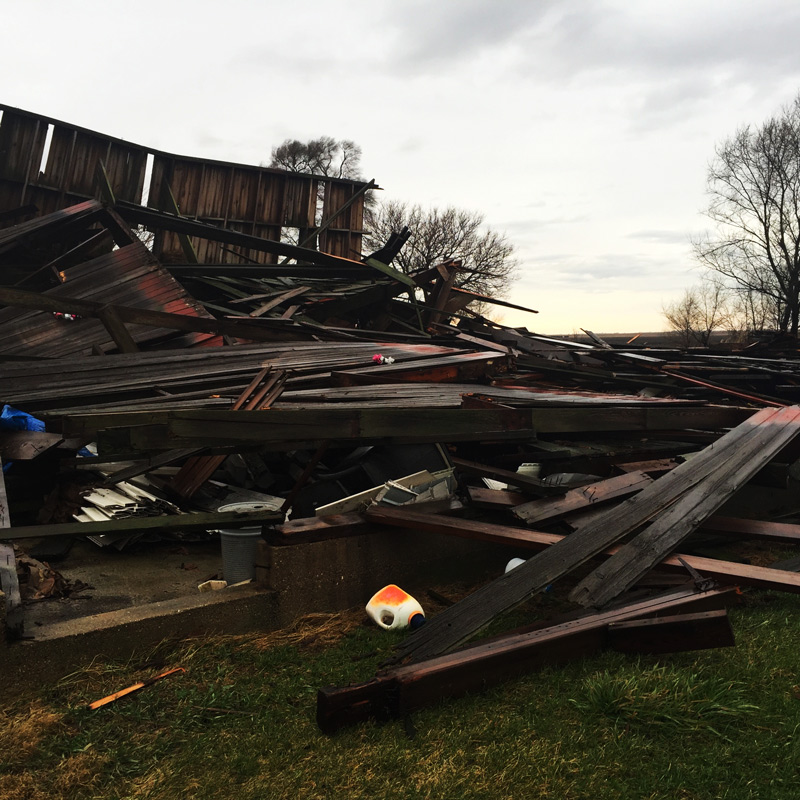 storms destroy barns